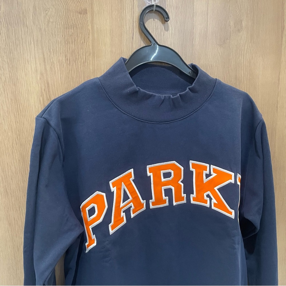 Parke Men's Navy Sweatshirt with Orange Lettering - Picture 2 of 9